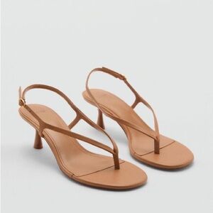 MANGO Nude Kitten Heel Sandals